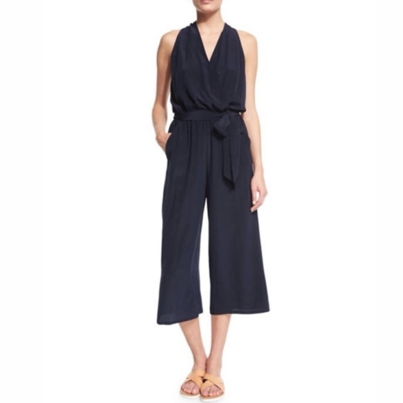 Tory Burch Campania Navy Blue Silk
Cropped Wide Leg Jumpsuit XS - Picture 3 of 12